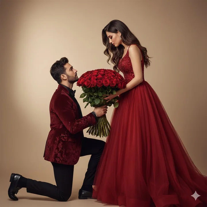 热烈红玫瑰中的电影级求婚