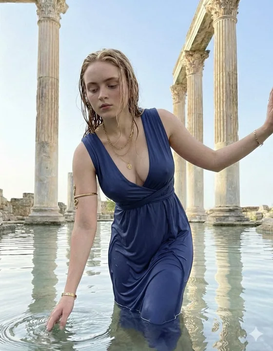 Gods' Illusions Between Stone Pillars by the Water's Edge