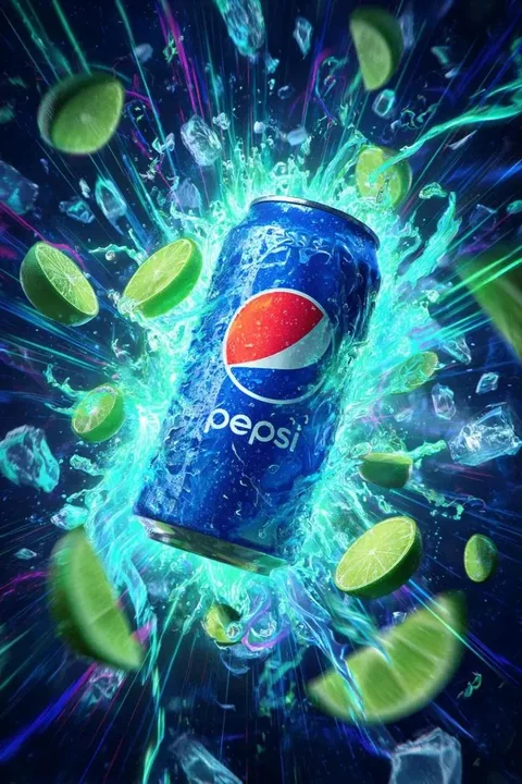 Neon Blue Cola's Ice-Cold Burst Instantly