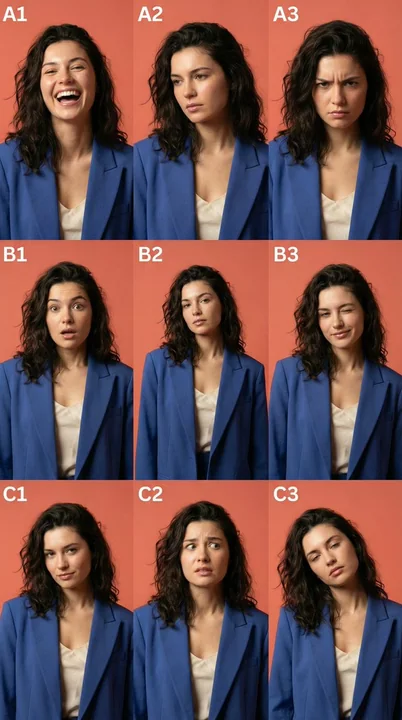 高定商业质感人物九宫格表情特写