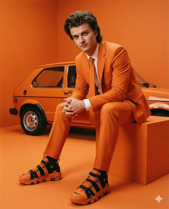 强光影橙色空间的高级时装大片