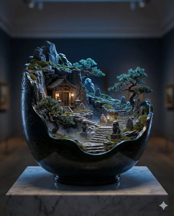 黑玉古山夜境微缩奇观