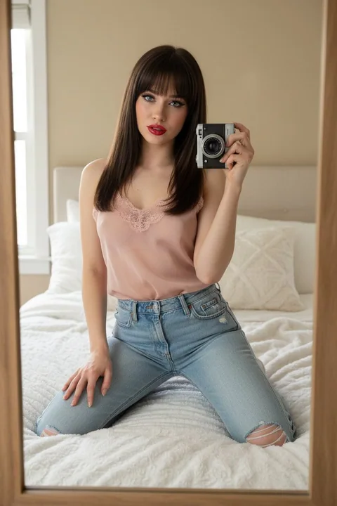 裹身红裙的魅惑自拍