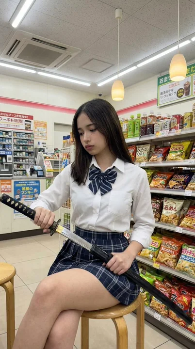 便利店里的持刀JK少女