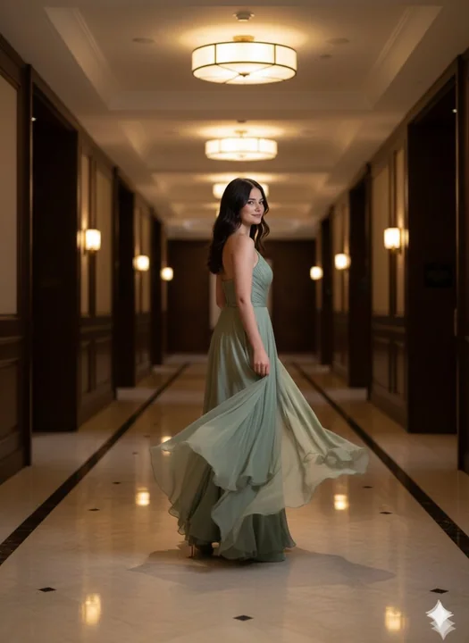 高定时尚奢华走廊的静谧漫步