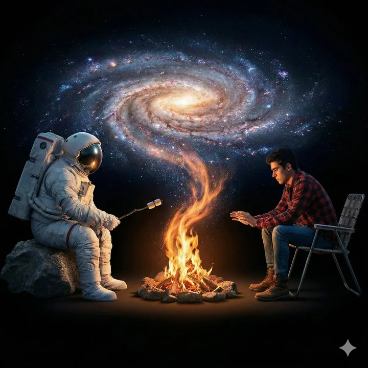 篝火化作星河，宇航员与青年的宇宙奇遇