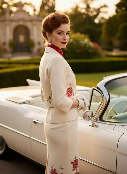 Femme élégante des années 50 se retournant