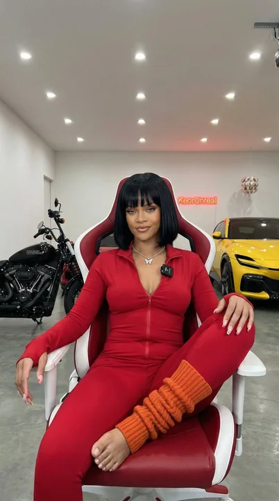 La séduisante joueuse de jeux vidéo dans un garage luxueux