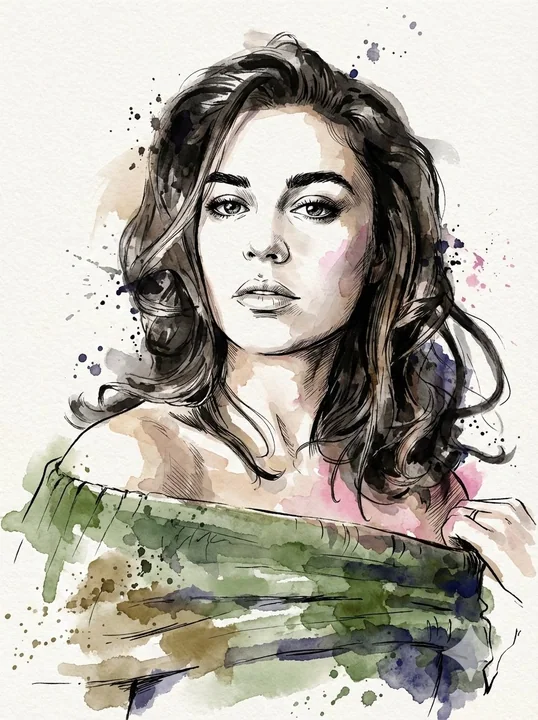 インクを豪快に垂らしたリアルな人物のクローズアップ