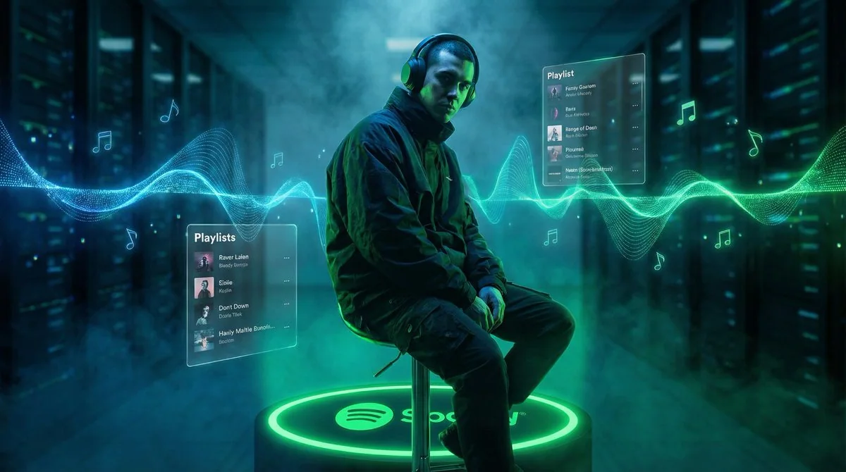 Погружение в музыкальный портрет под неоново-зеленым светом