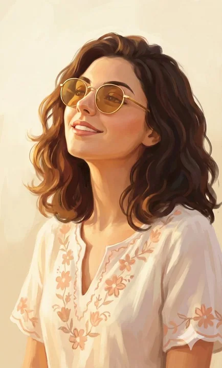 沐浴金阳的复古墨镜少女