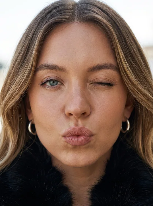 Jeune fille coquine donnant un baiser en micro-macro