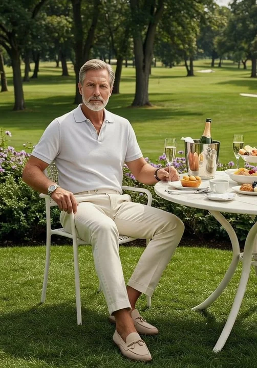 高尔夫球场晨光下的奢华香槟