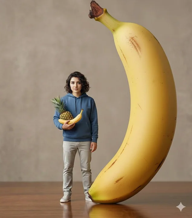 Fraise géante hyper-réaliste et personnages miniatures