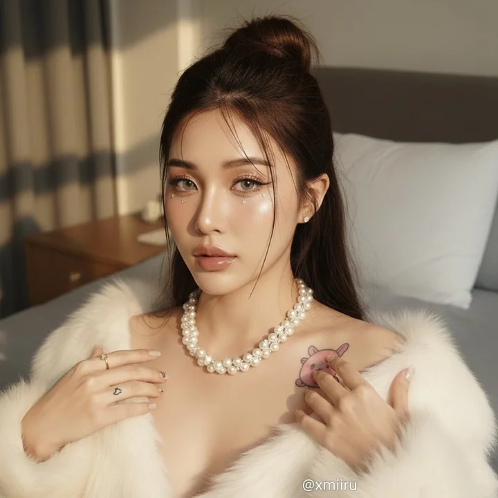 晨曦金光雕琢的白皙美人