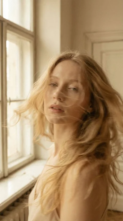 Retro Poetic Imagery of a Dreamy Blonde Girl