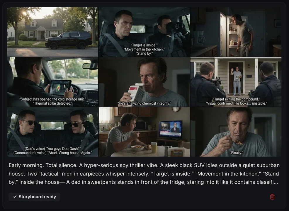 Secret tough agent mistakes someone in front of the fridge