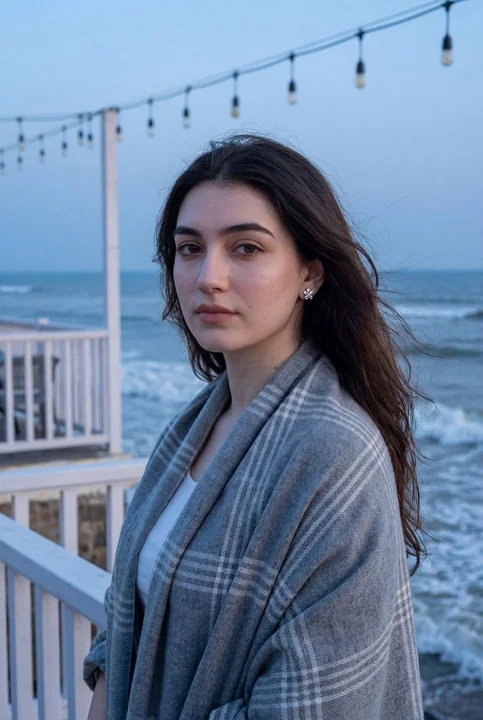 Gentle Breeze Maiden at the Blues Hour on the Seaside Terrace