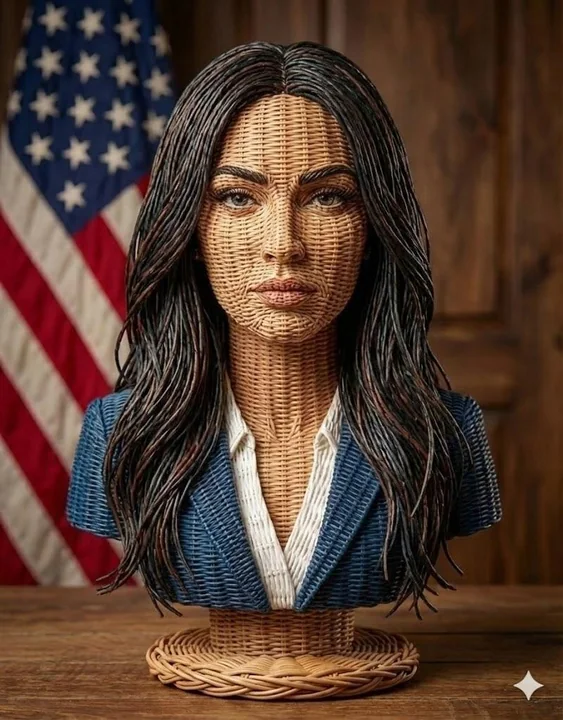 Hyper-realistic rattan exaggerated human figure ornament