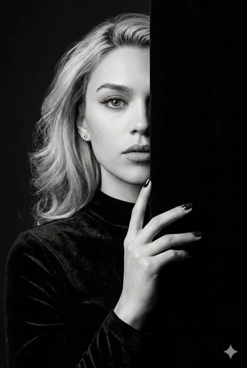 Cold Half-Portrait in Black and White of Shadow Slash