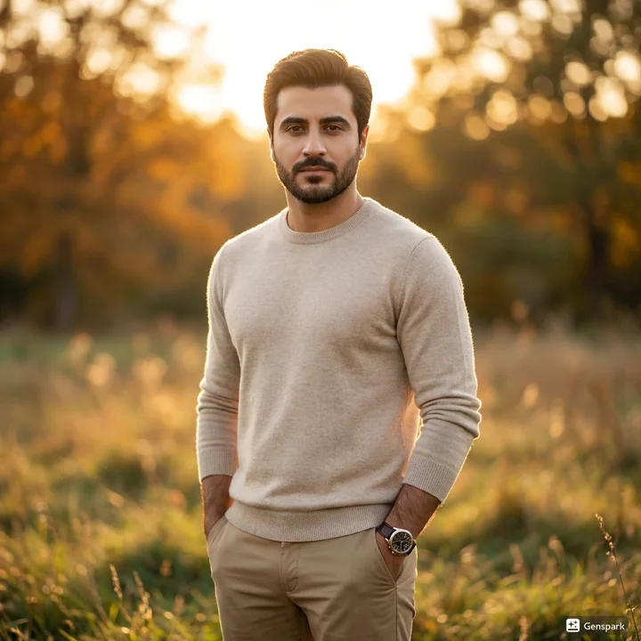 黄金日落下的南亚型男