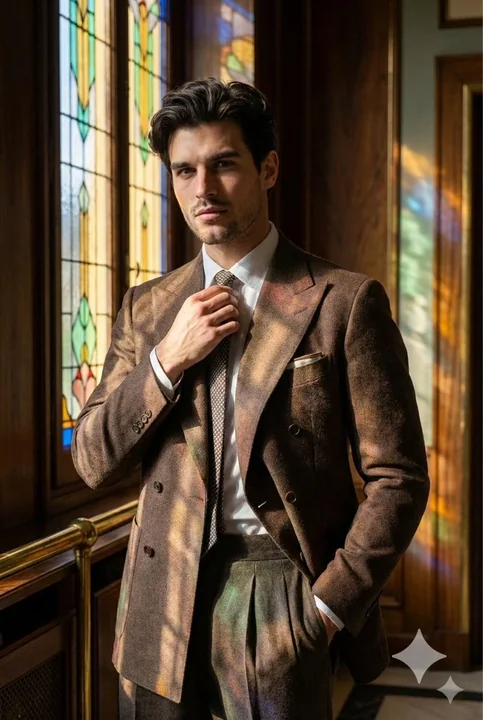 Retro Gentleman in a Tailcoat under Stained Glass