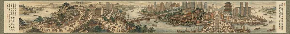 طريق清明 في المدينة الحديثة / لوح طوله مائة هندي