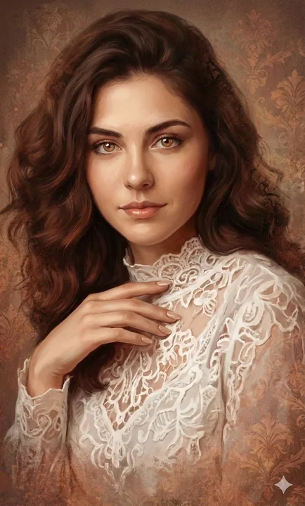 复古锦缎下的空灵浪漫少女肖像