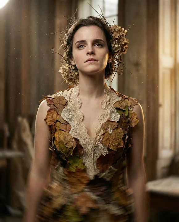 时间的质感：枯叶蕾丝的超现实肖像