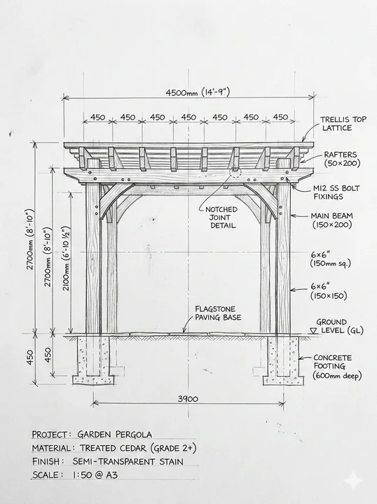 木制凉亭从草图到实景的蜕变