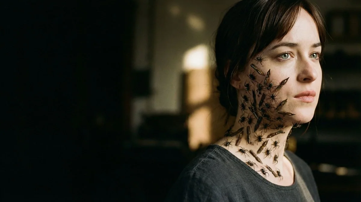 超现实墨滴寄生的忧郁肖像