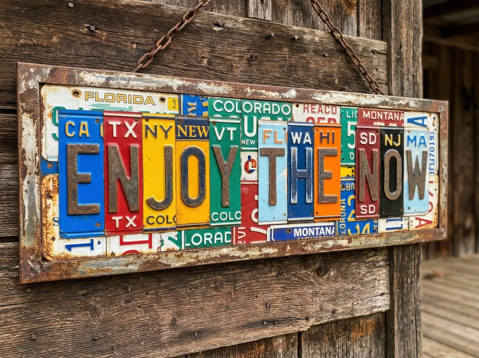 License Plate Collage Retro Metal Sign