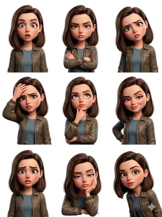 皮克斯风格男孩九宫格表情包贴纸