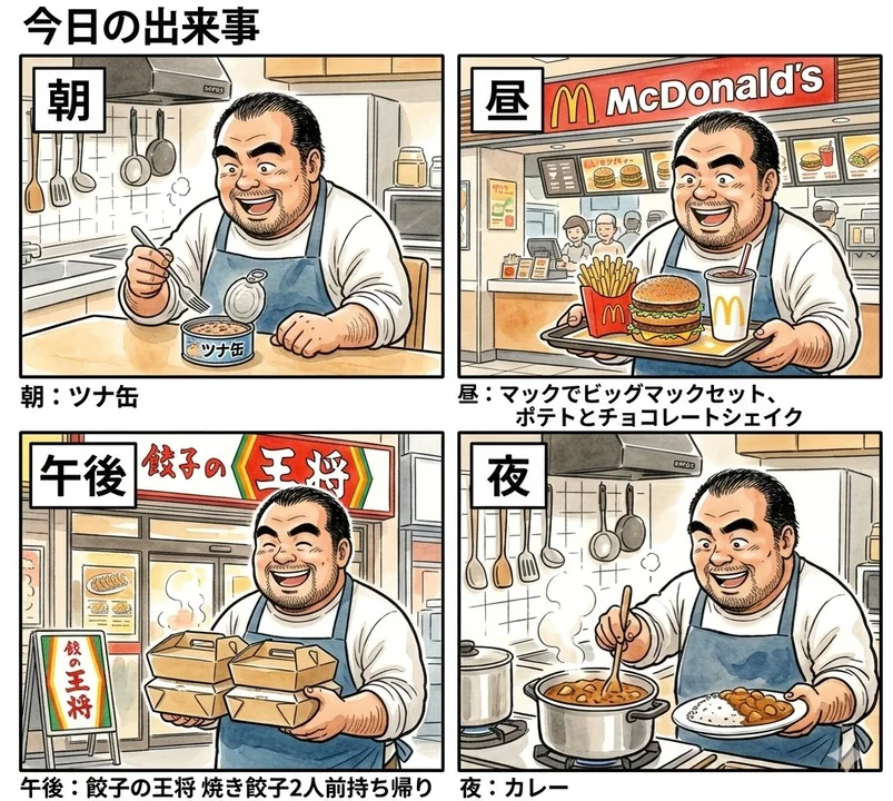 吃货的一天四格美食记录