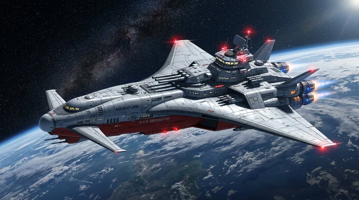 近地轨道巡航的红色星际战舰