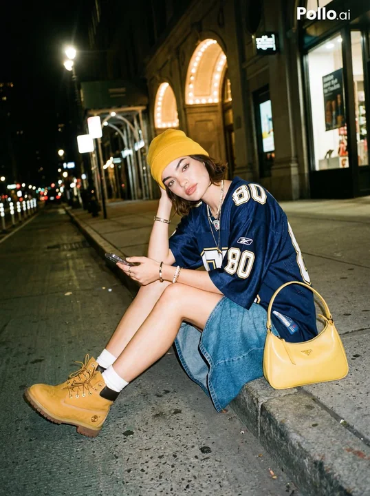 Y2K Street Shining Girl Night View