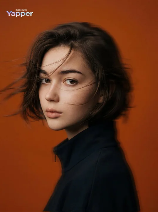 橙色光影下神秘少女的侧颜