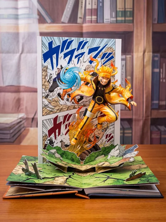 3D Comic Figure Breaking Out of the Paper