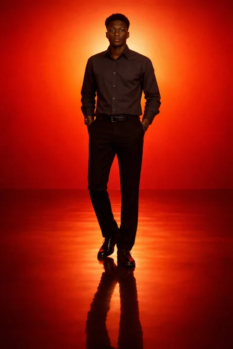 Lonely silhouette in an orange-red gradient