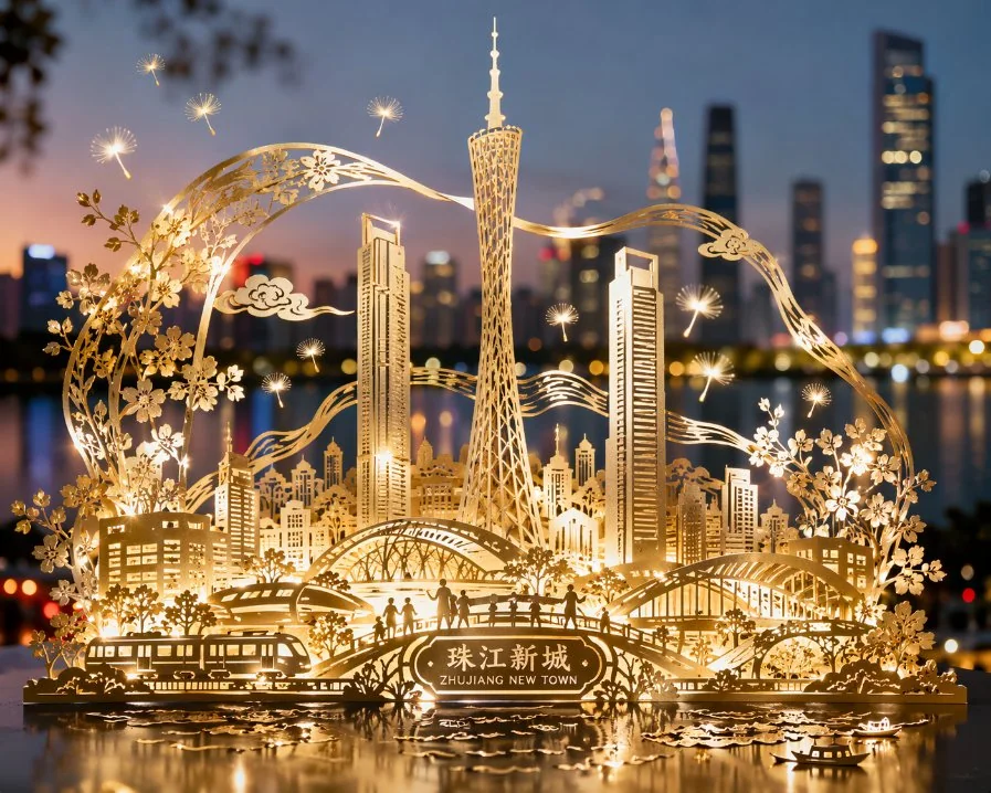 Jiang Zhuang New City Paper-cutting Luminous Night View