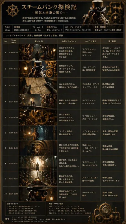 Storyboard de l'aventure steampunk