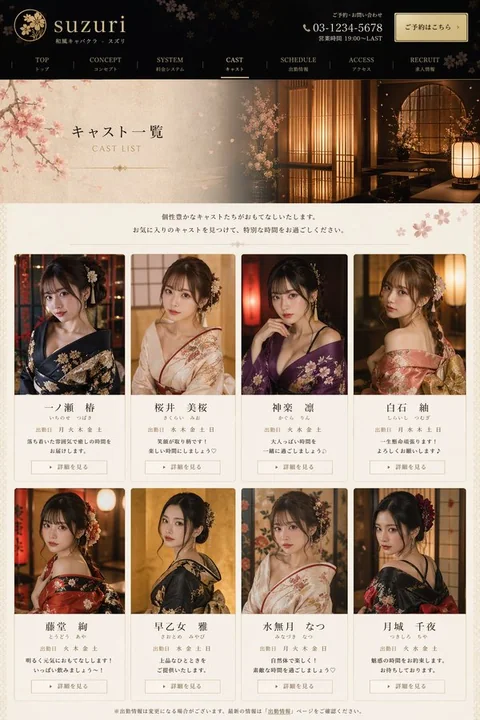 Page de liste des chanteurs de bar de Kabuki au style japonais