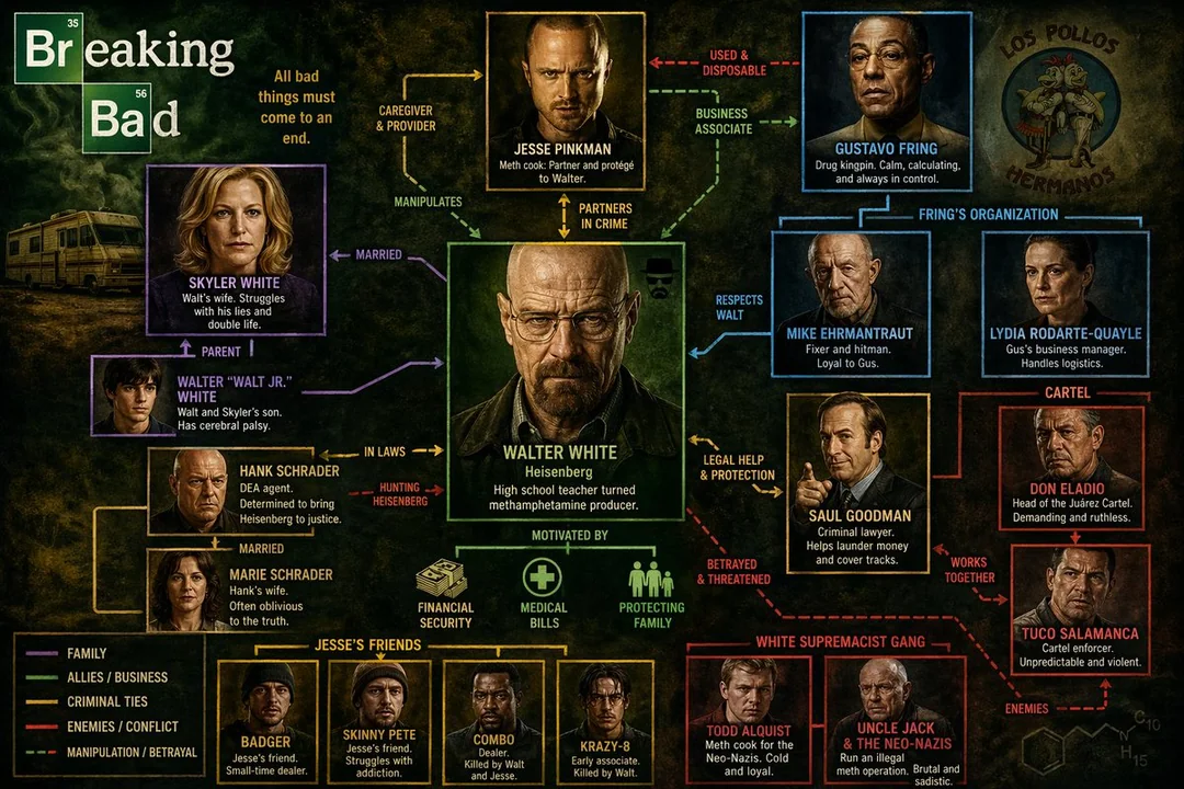 High-quality TV series character relationship chart