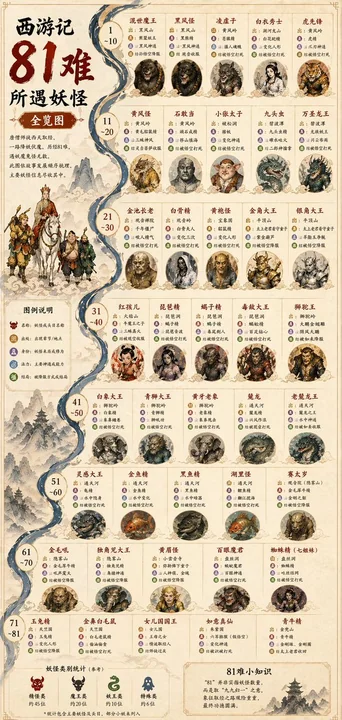 Bestiaire des démons des 81 difficultés du Voyage vers l'Ouest