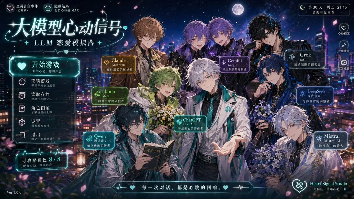 صور لقطات شاشة من الألعاب التي تجسد فيها نماذج الذكاء الاصطناعي الكبرى شخصية الشريك الرومانسي