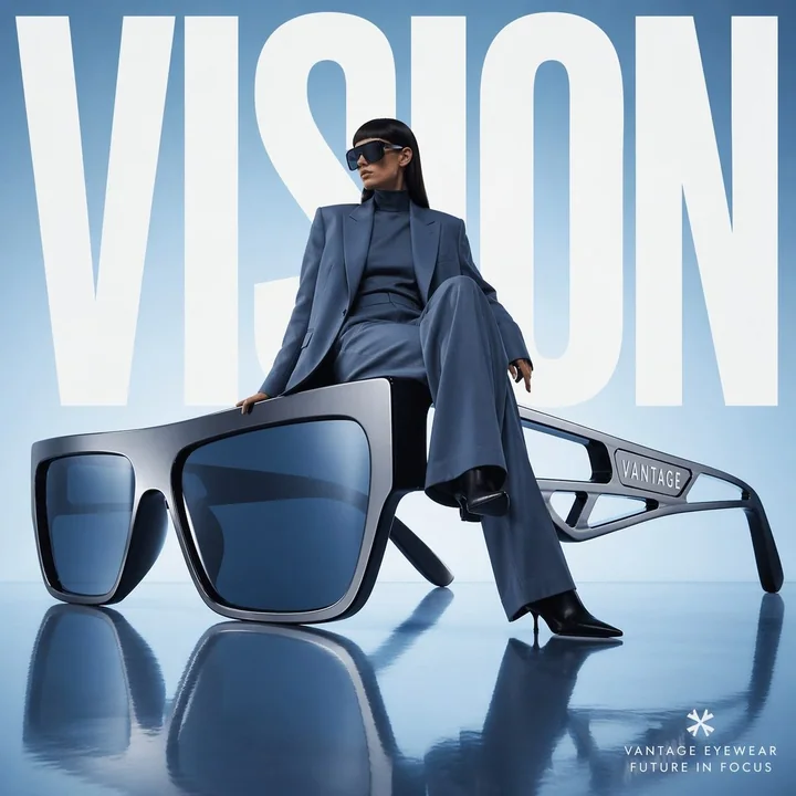 Авангардная реклама на гигантских футуристических солнцезащитных очках