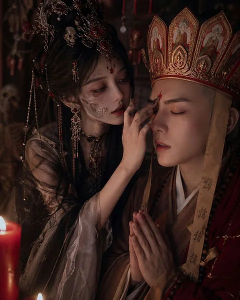 العظام البيضاء التي تلمس أنفًا مع تانغ سونغ