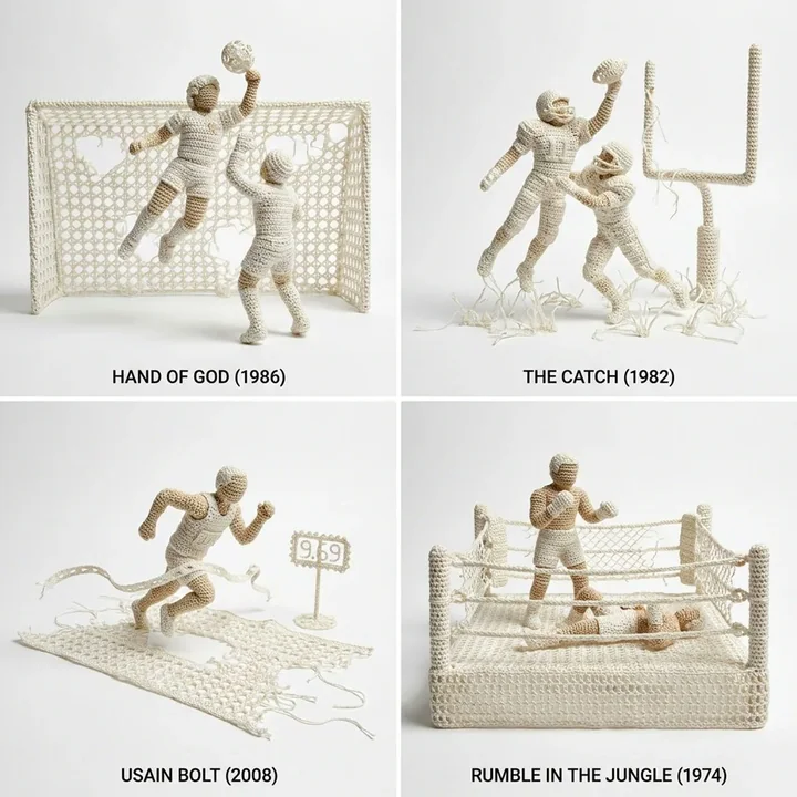 Crochet 3D Art of Classic Sports Moments