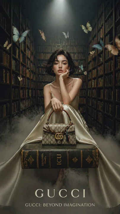 Luxury fashion shoot in a vintage library