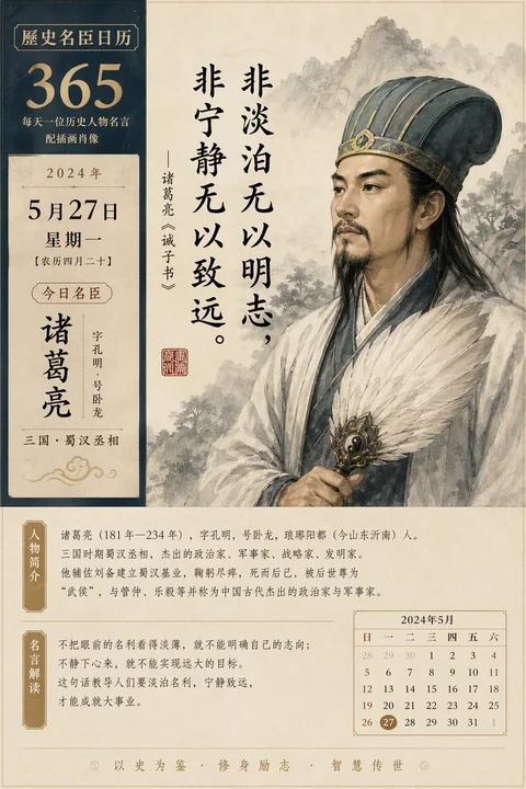 Calendrier illustré des personnages historiques célèbres